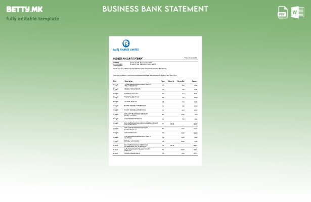 модерен стил Bajaj Finance Limited извод од банкарска сметка на деловна фирма Ша